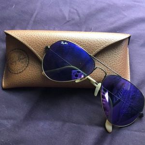 Used ray ban, purple lens aviators, 38mm